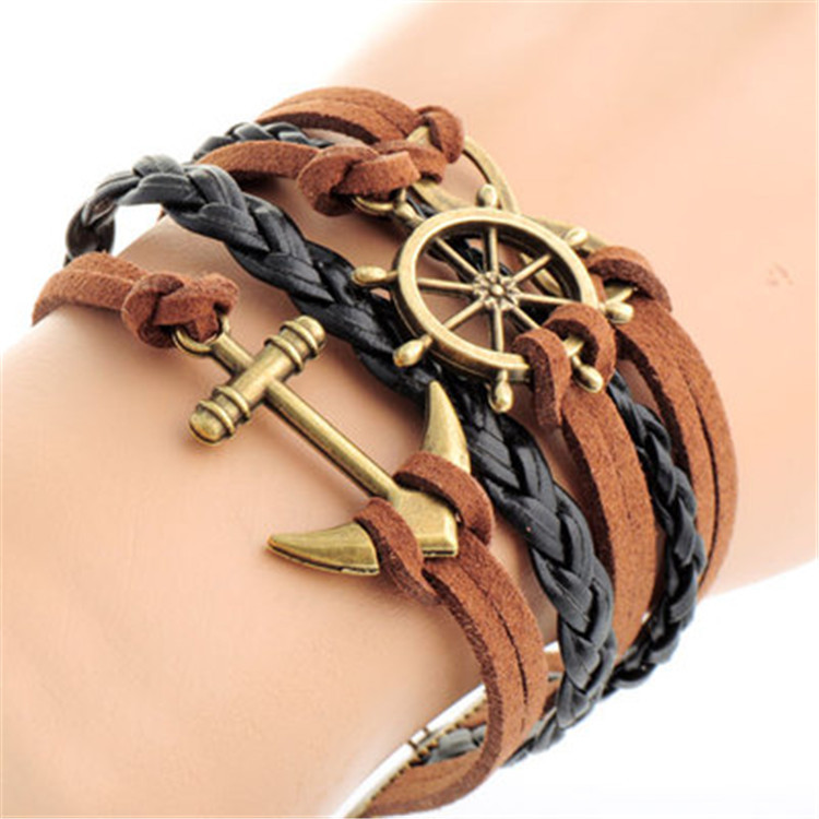 Retro Ship Anchor/wheel Braids Bracelet Ds06000